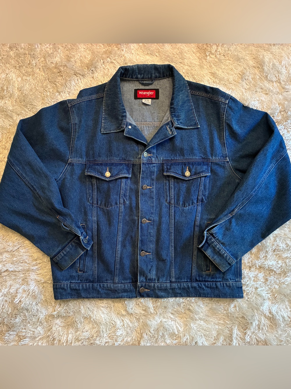 Wrangler HERO Trucker Men’s Jacket Blue Denim Rodeo Western Cowboy 90s